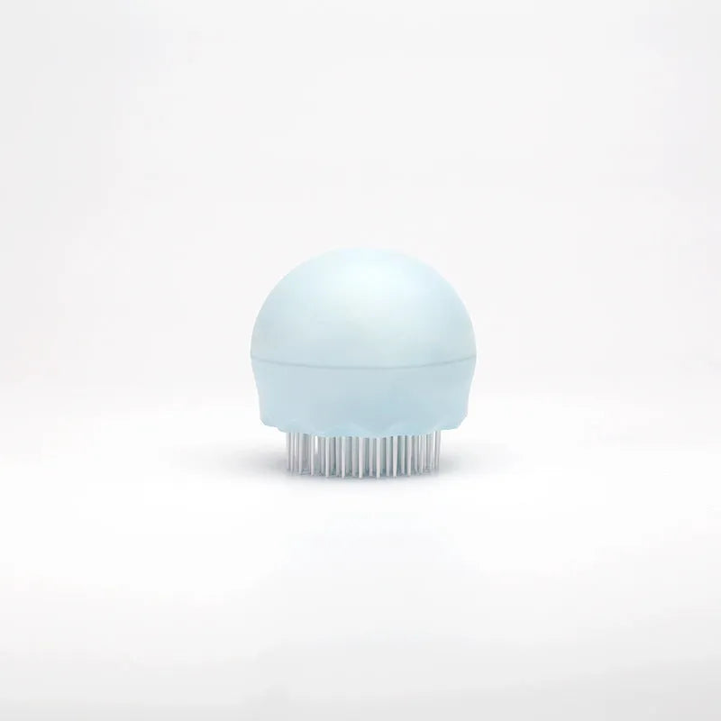 Floating massage pet needle comb in orange pink and baby blue, soft silicone brush for cat hair cleaning
