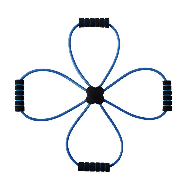 Blue TPR eight-character shoulder puller with cross tension device for female fitness training
