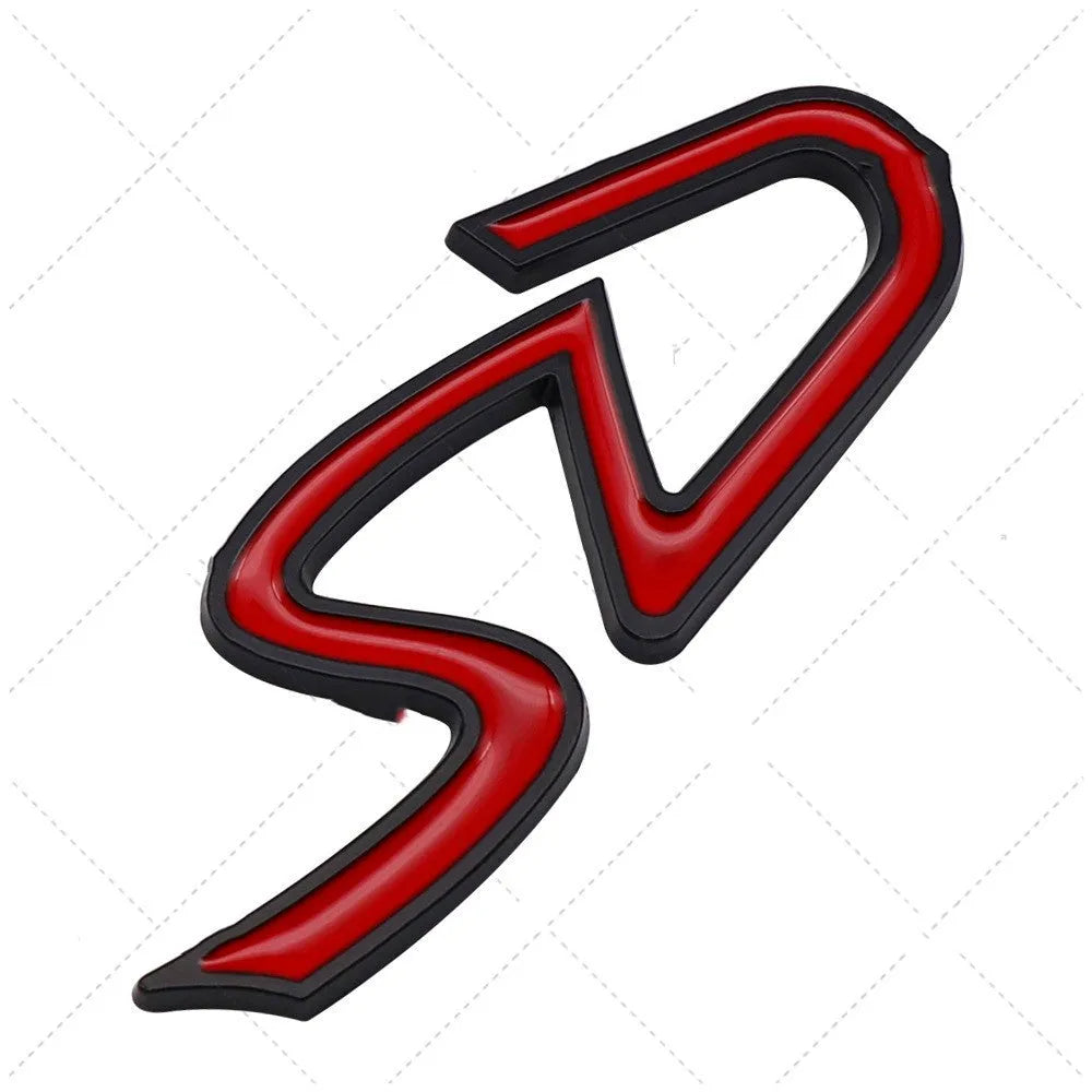 Metal car bumper decorative sticker in SD D S sizes with red silver and red black colour options