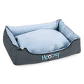 Soft grey pet bed with removable cover in small, medium, and large sizes for dogs and cats