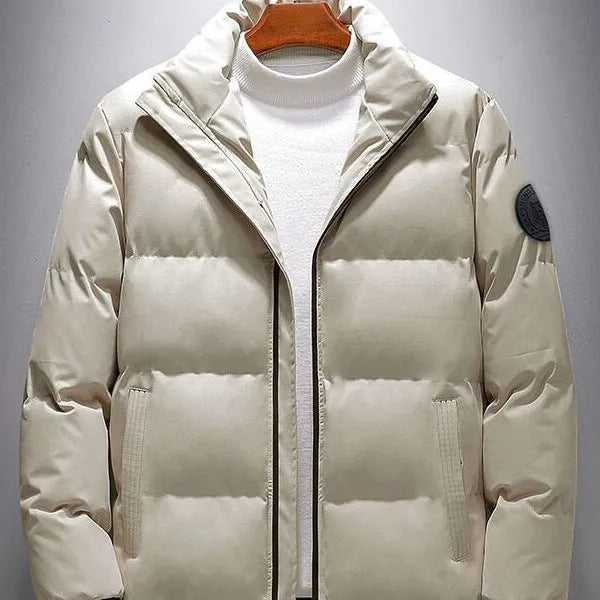 Men's casual cotton-padded cardigan coat jacket in green, zip front, winter outerwear