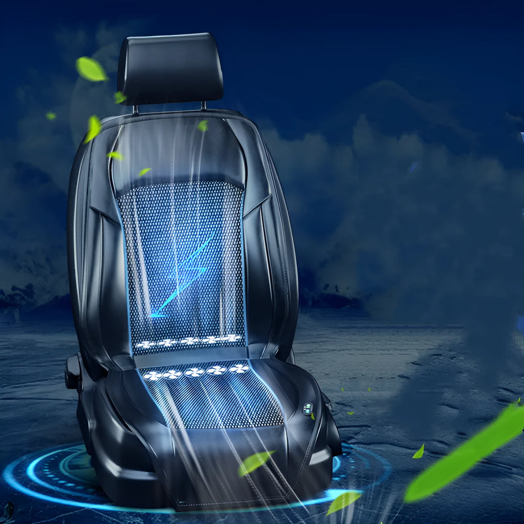 Car ventilated seat cushion with cooling fan system in black colour