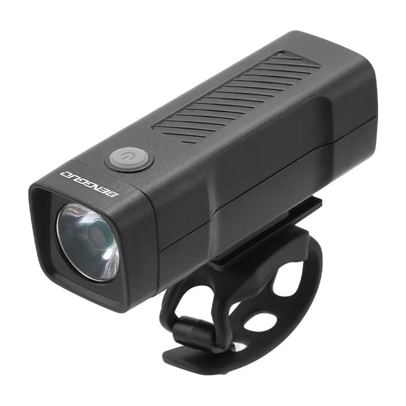 USB rechargeable bicycle headlight with 100 lumen LED and quick release strap bracket