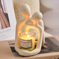 Modern loving couple resin statue in milky white or gold for shelf or desk decor