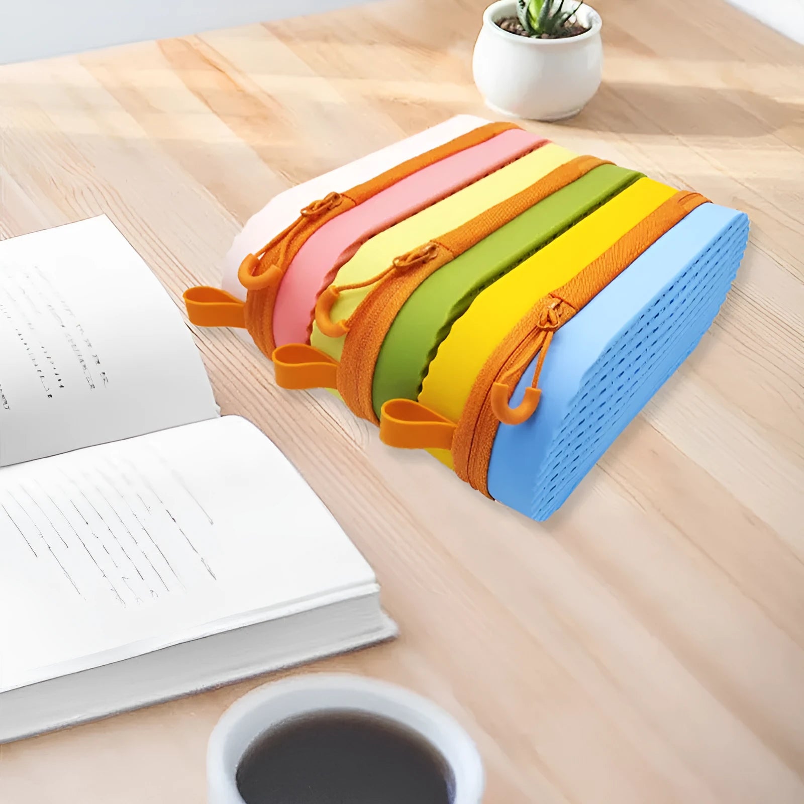 Silicone glasses case in long hand shape, shown in one of seven colour options including rose red or black.