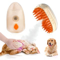 Yellow cat steam brush with silicone teeth, water tank, and ringworm detection lamp for pet grooming