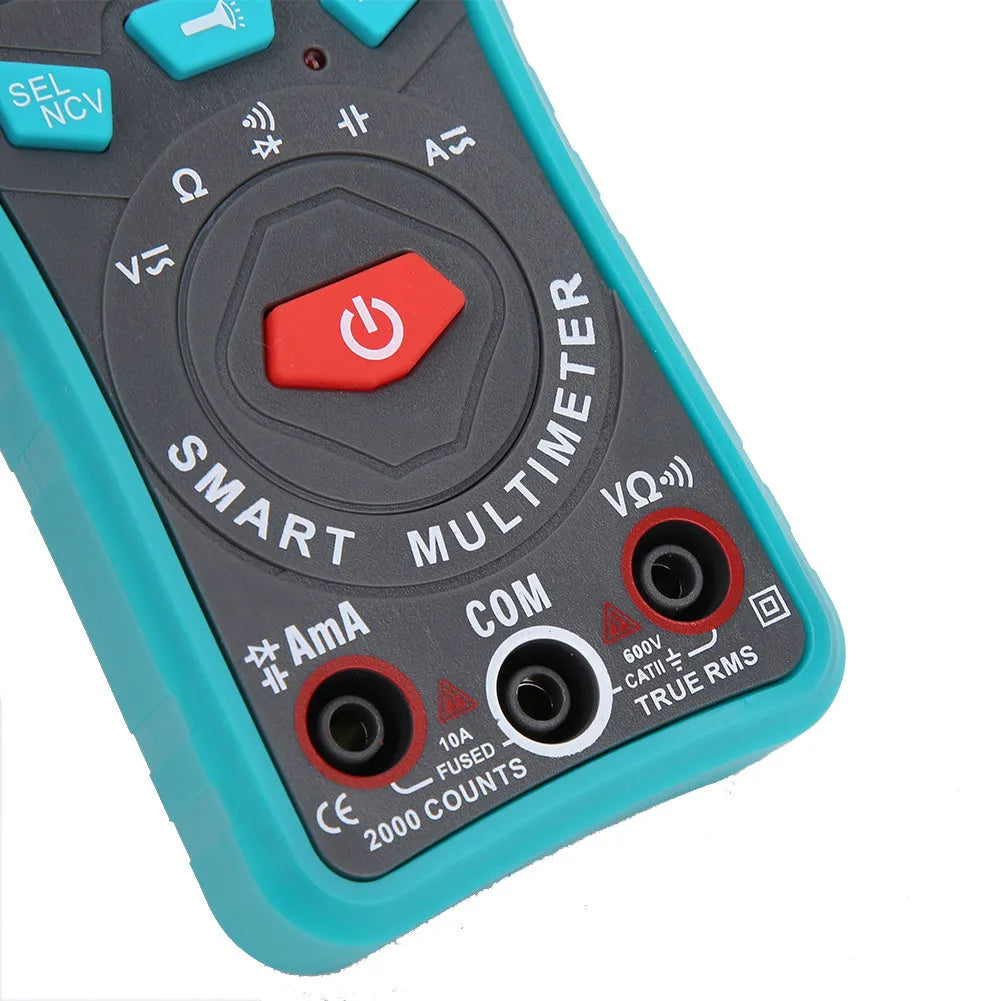 Green automatic digital multimeter with LED display on a 132mm housing.