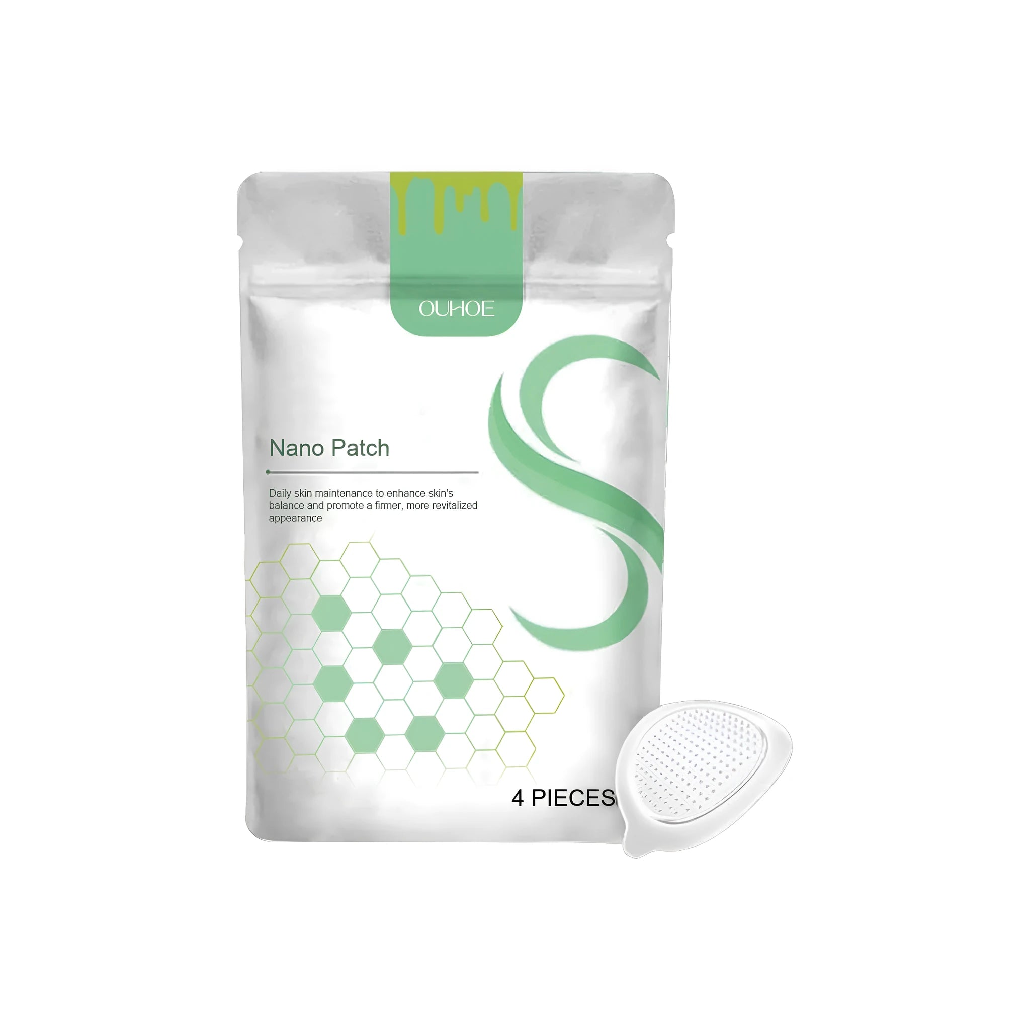 Four micro needle body shaping care patches with active botanical ingredients.