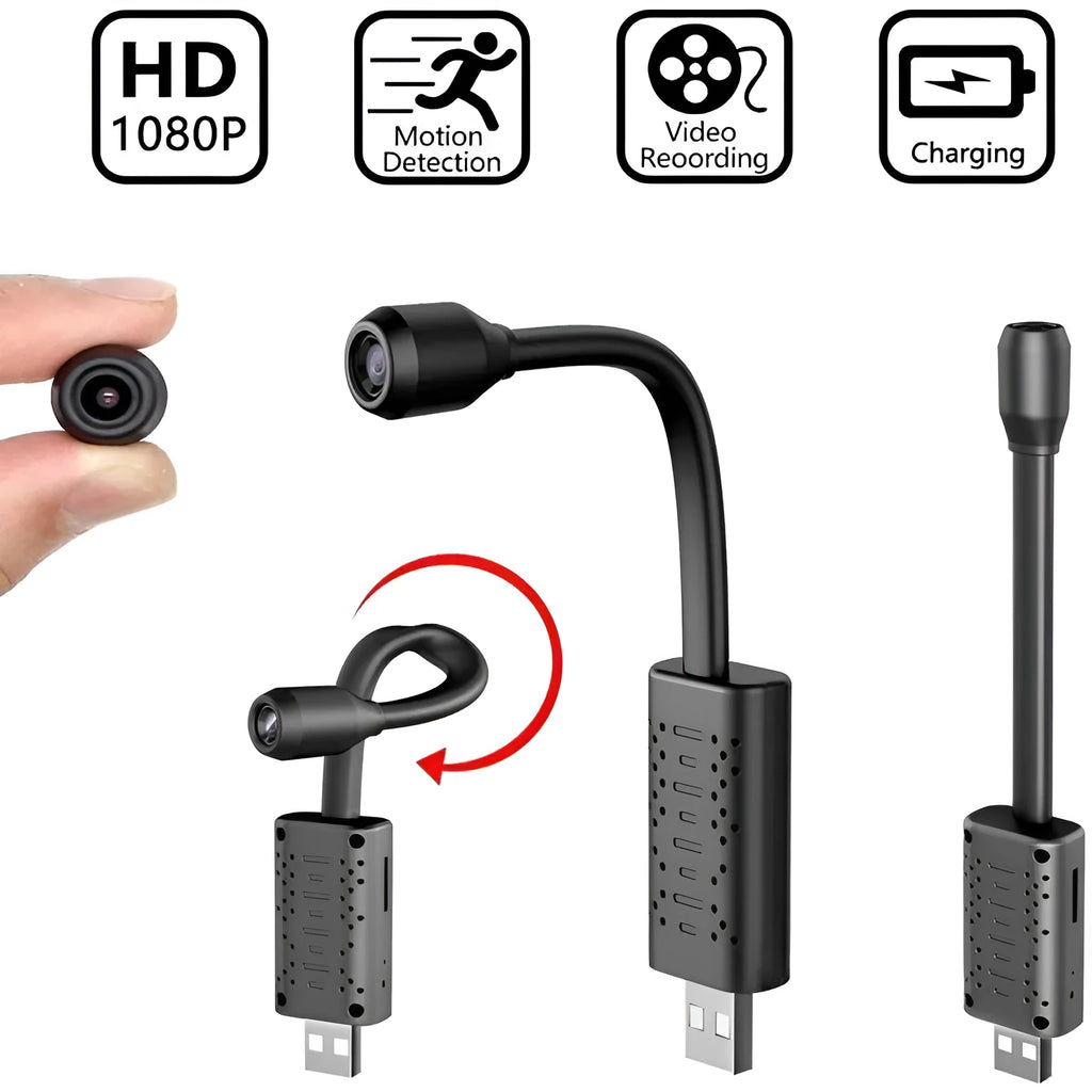 Black wireless USB HD camera showing compact dimensions