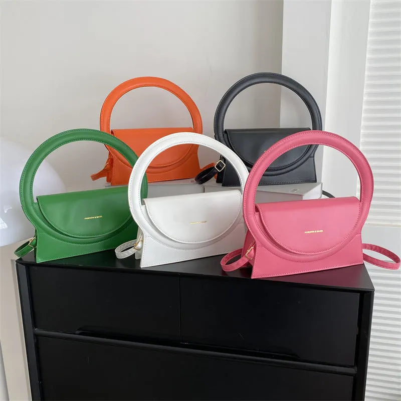 Horizontal square PU leather shoulder messenger bag in multiple colours with stitching details