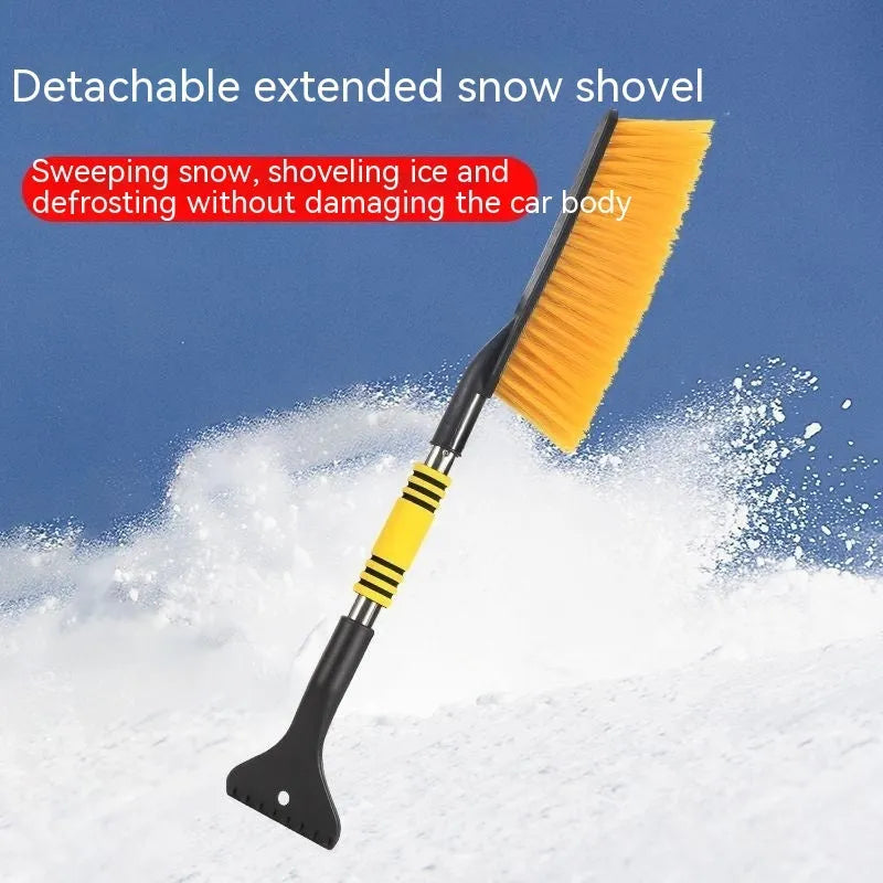 Blue telescopic car snow brush with long handle for winter vehicle snow removal