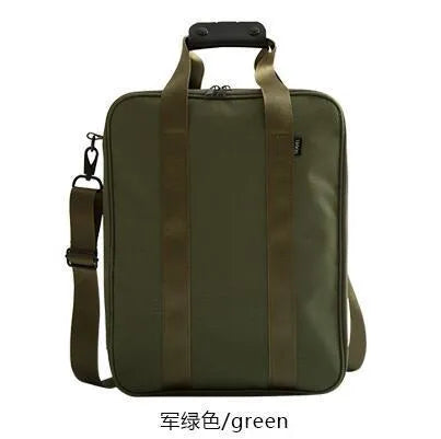 Large capacity waterproof nylon boarding bag for men in army green cube style for travel storage