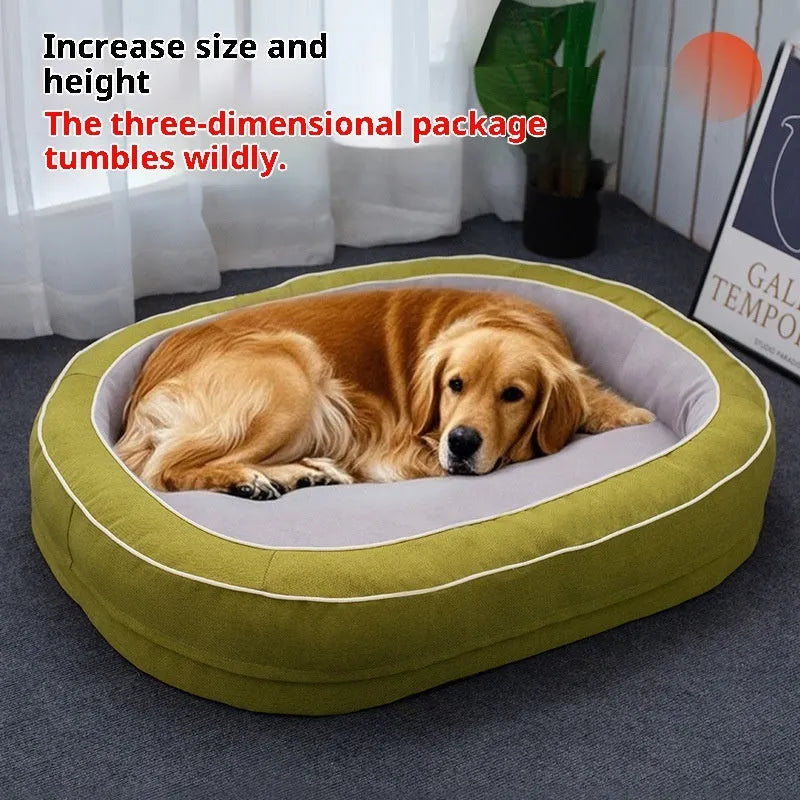 Four Seasons Universal oval removable dog bed in green cloth, size L 120x75cm