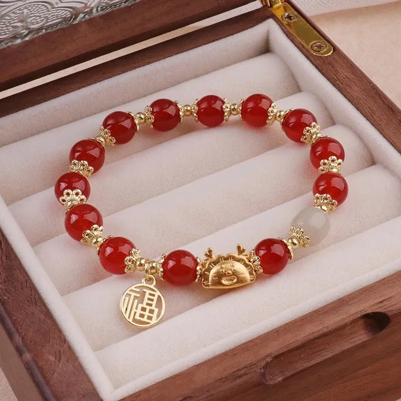 Floral ice crack glazed zodiac bracelet for women with electroplated glass beads in multiple colour options