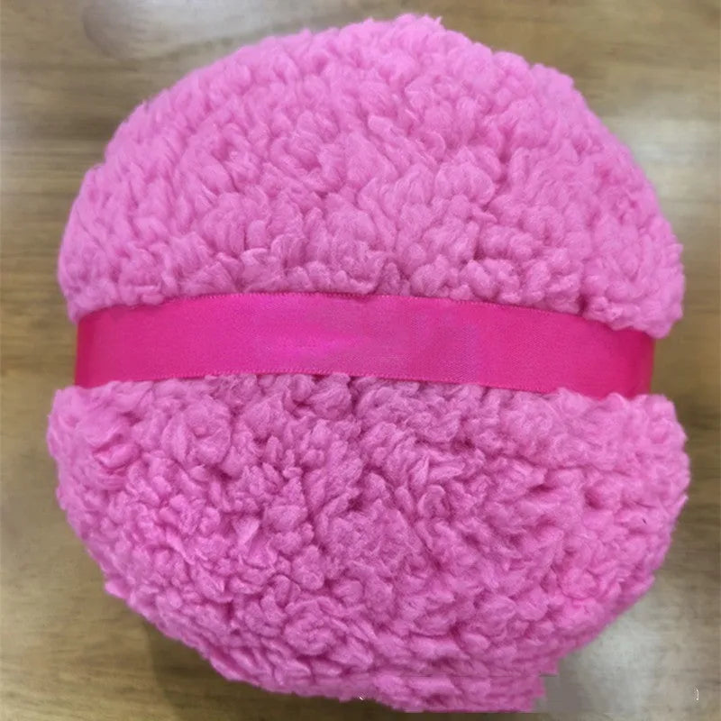Oversized rectangular plush powder puff measuring 150x75mm in white colour variant