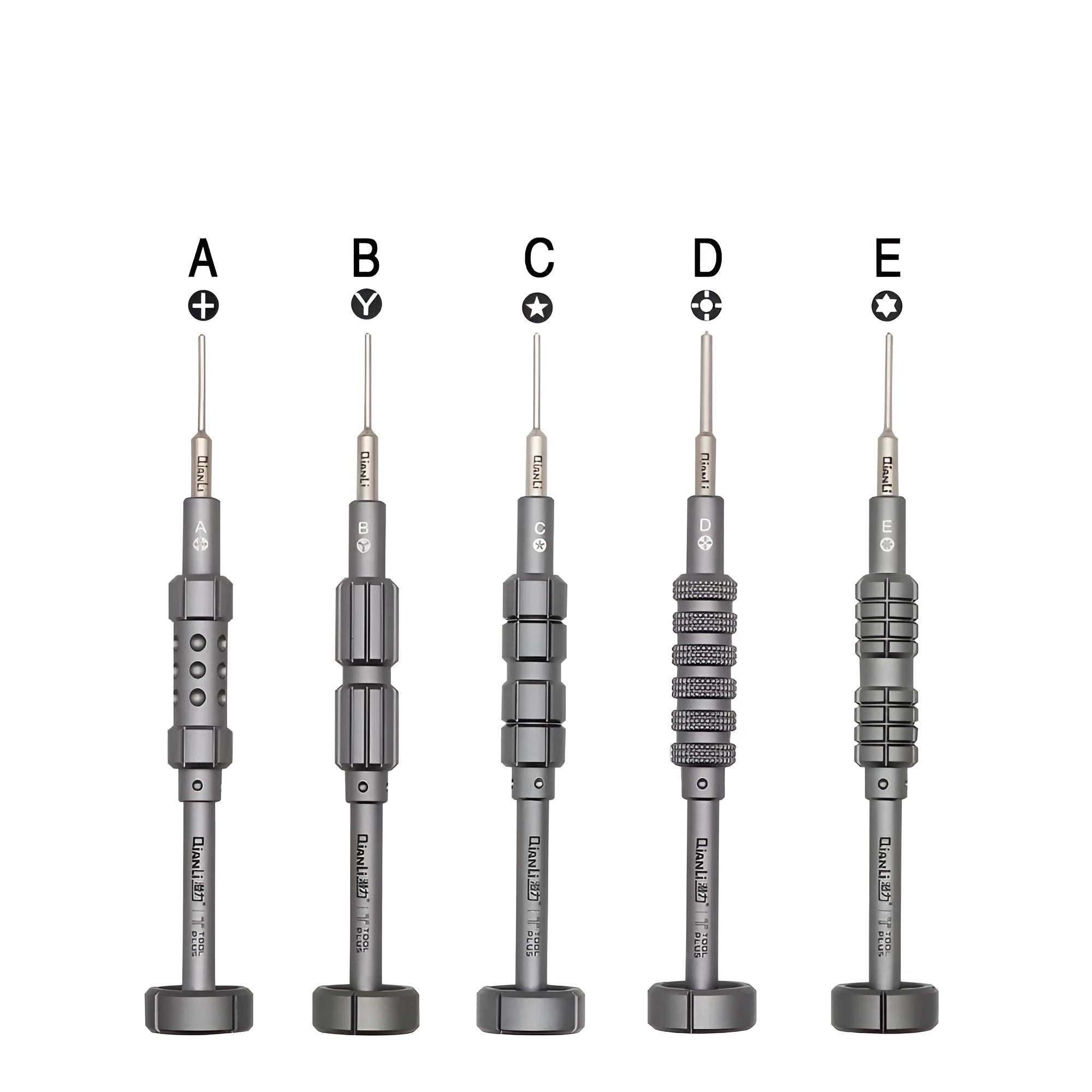 iPhone precision screwdriver with grenade-shaped aluminium handle and T2 cross triangle tail tip
