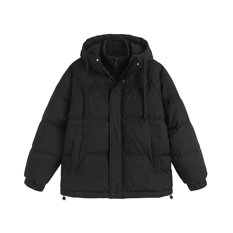 Loose fit cotton-padded winter jacket with side seam pockets in mustard yellow colour