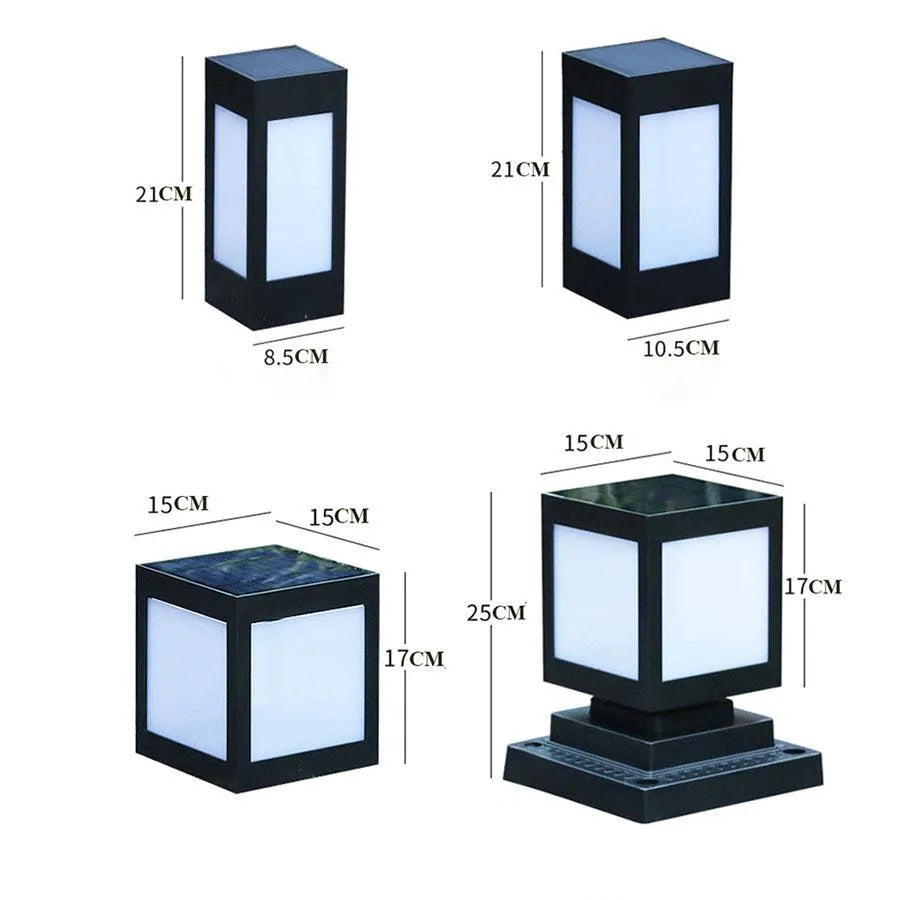 Solar garden light unit with solar panel and LED, shown as a lawn or wall headlight