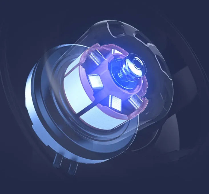 Blue foldable USB desk fan with LED light, shown in open position with 300° head tilt