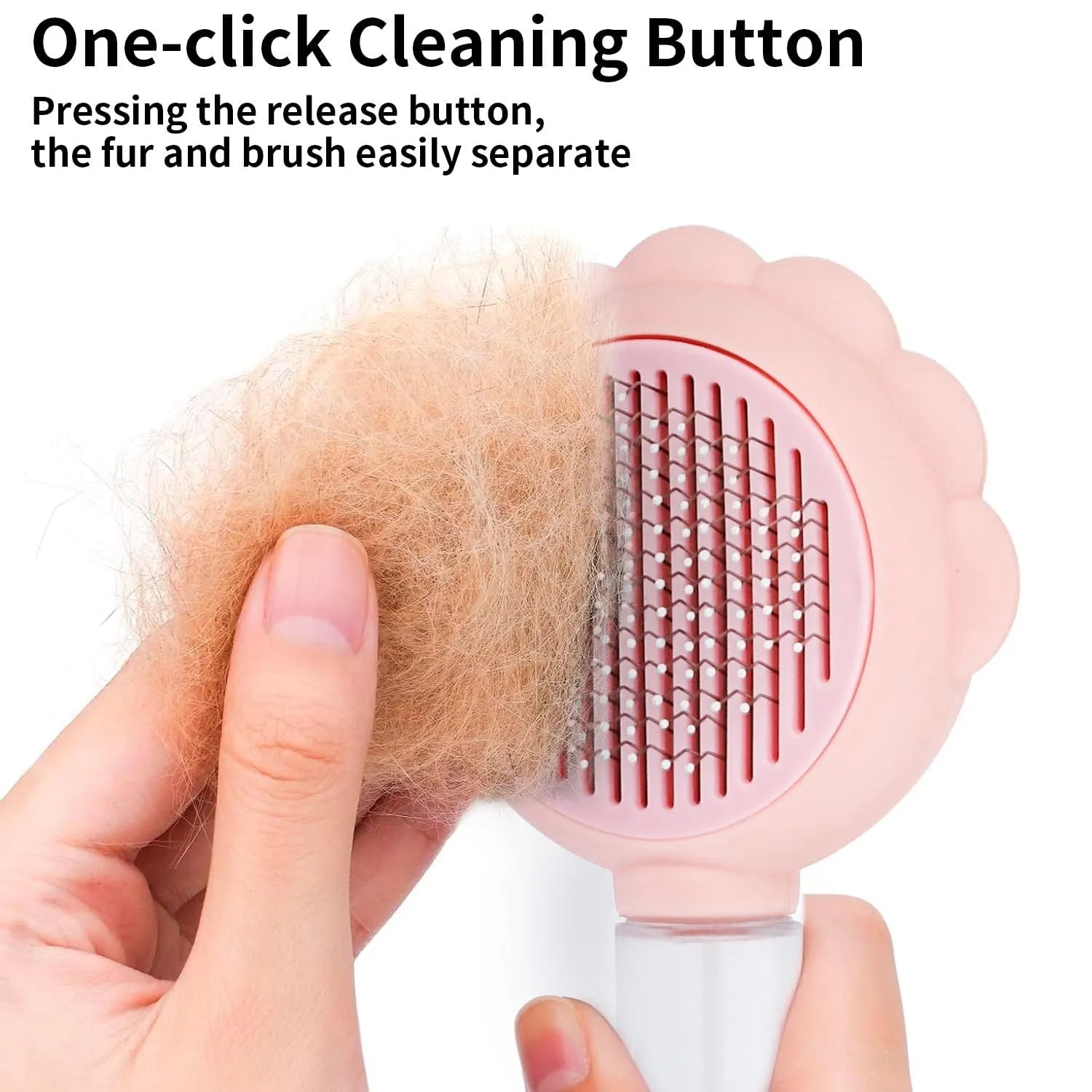 Spray cat brush with release button in grey, green or pink colours for pet grooming