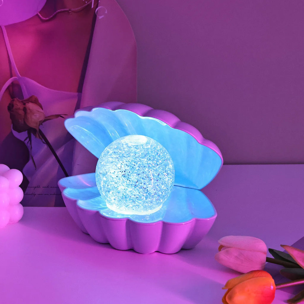 Shell-shaped decorative night lamp for ambient lighting with battery operation