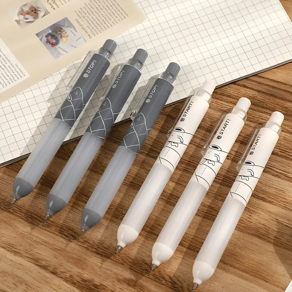 0.5mm automatic pencil with cloud grip design in black and white colour options