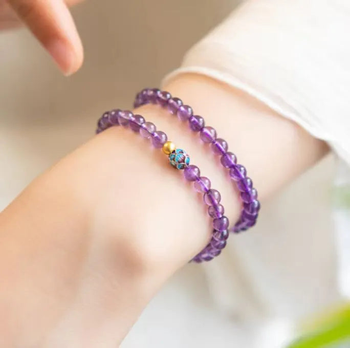 Retro style lotus bracelet in nine purple colour for women's jewellery and travel gifts