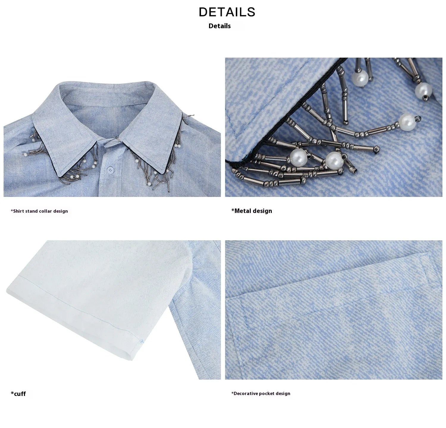 Men's blue and white gradient quilted shirt with loose fit and short sleeves