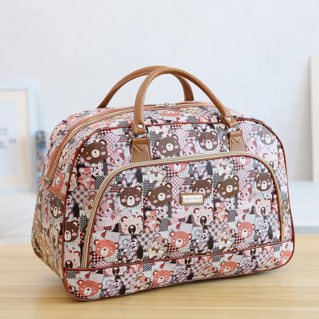 Large PU leather hand travel duffel bag with zipper closure and soft handle in black colour