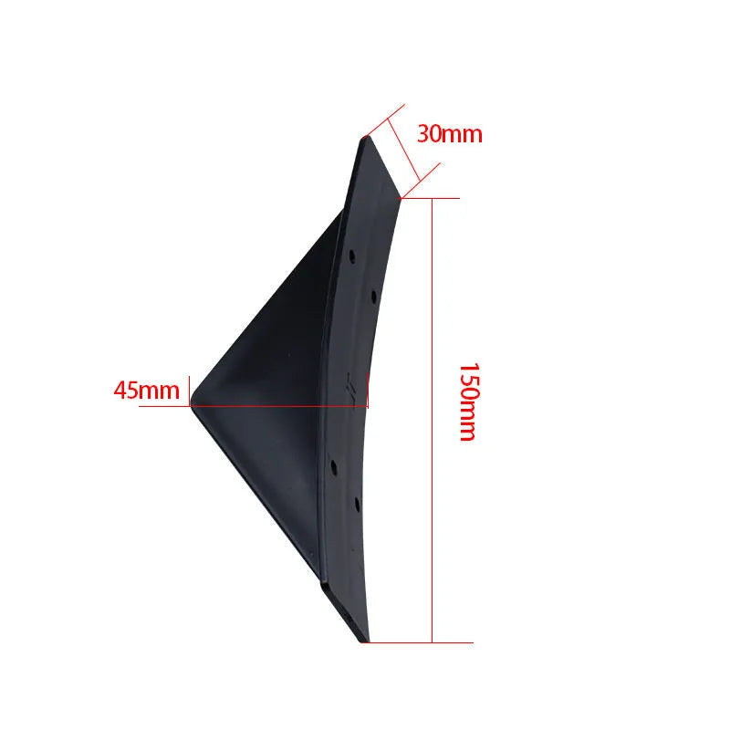 Black triangular automotive rear spoiler with carbon fibre pattern, 15cm length for general motors vehicles