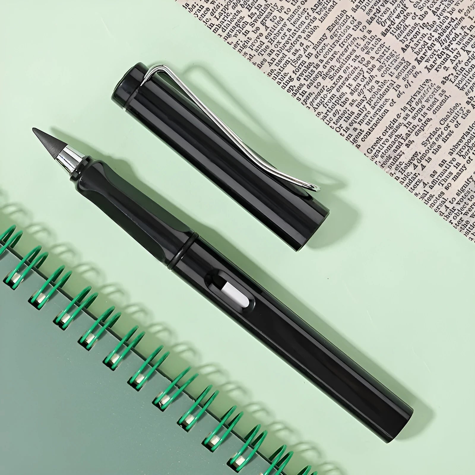Inkless perpetual student pen with plastic shell and cartoon decoration in various lead colours