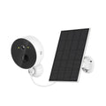 Outdoor solar-powered security camera with attached solar panel for off-grid monitoring.