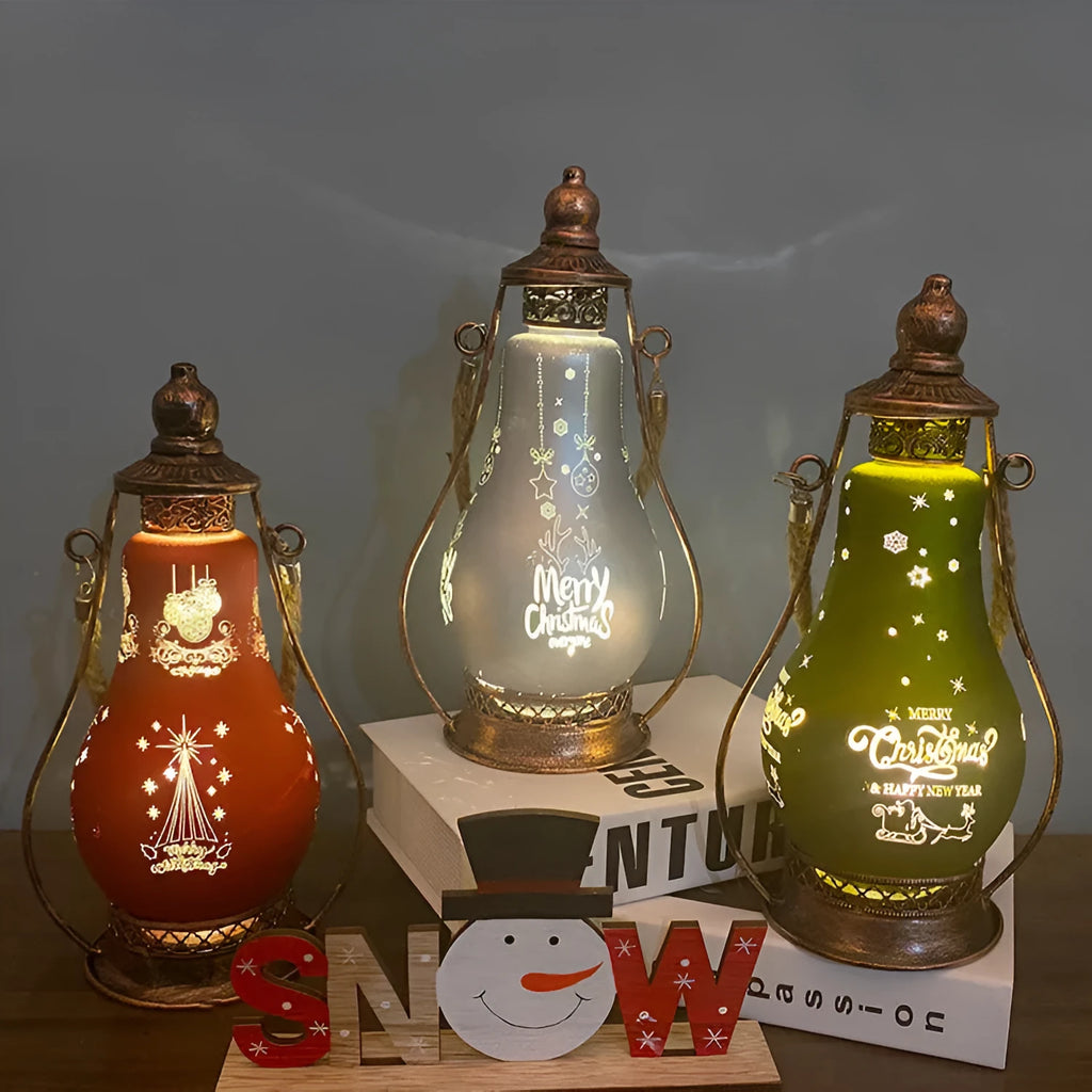 New Chinese style glass LED oil lamp decorative light in red, shown as a hanging ornament.