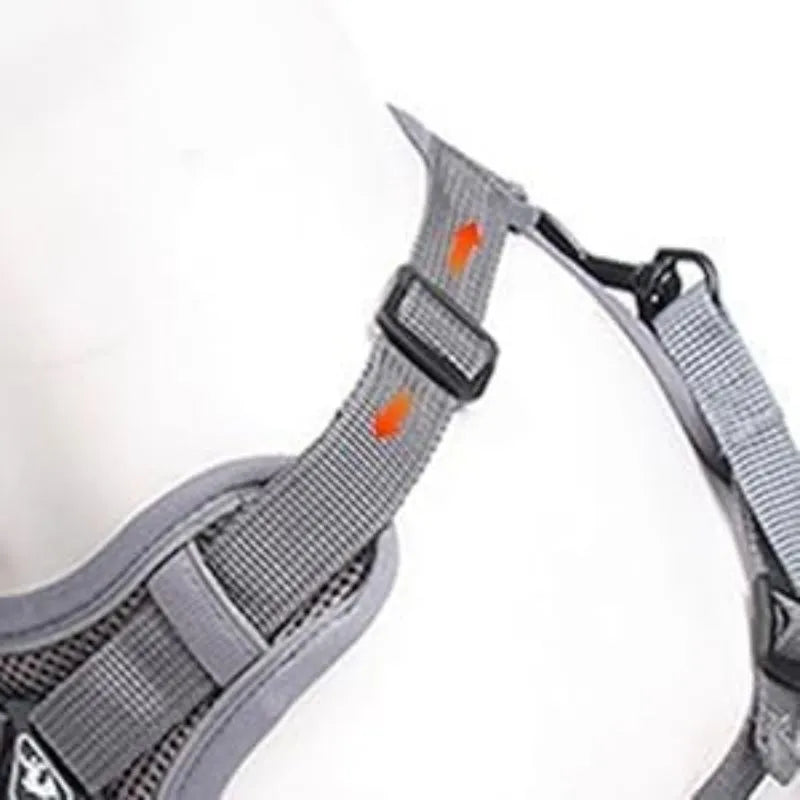 Adjustable mesh cat harness with reflective strips in blue, coffee and grey colours