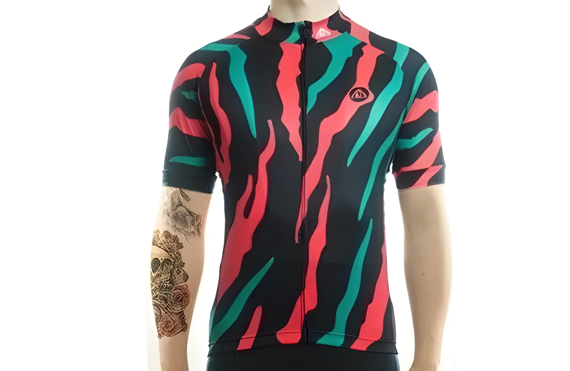 Ripped cycling jersey in ultralight high-wick fabric with full-length zipper