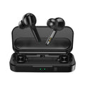 Black plastic TWS wireless earbuds with Bluetooth 5.0 and IPX5 waterproof rating.