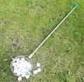 Metallic coloured stainless steel golf ball picker with a long handle