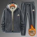 Grey hooded cashmere-style sweater and matching trousers casual sports suit set