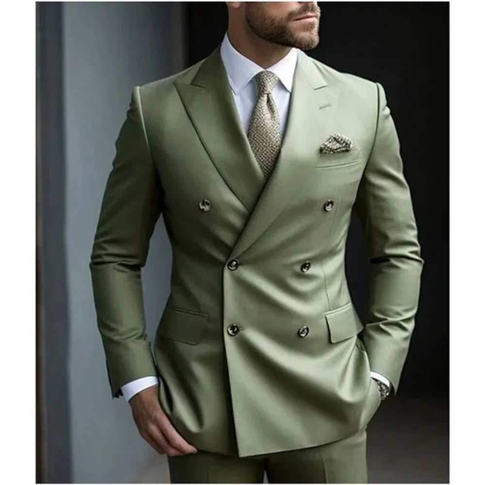 Man wearing a grey Korean-style slim fit two-piece business casual suit