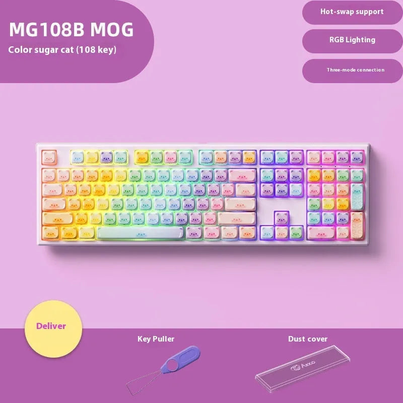Candy Cat third mock examination coloured Bluetooth mechanical keyboard with piano-axis switches
