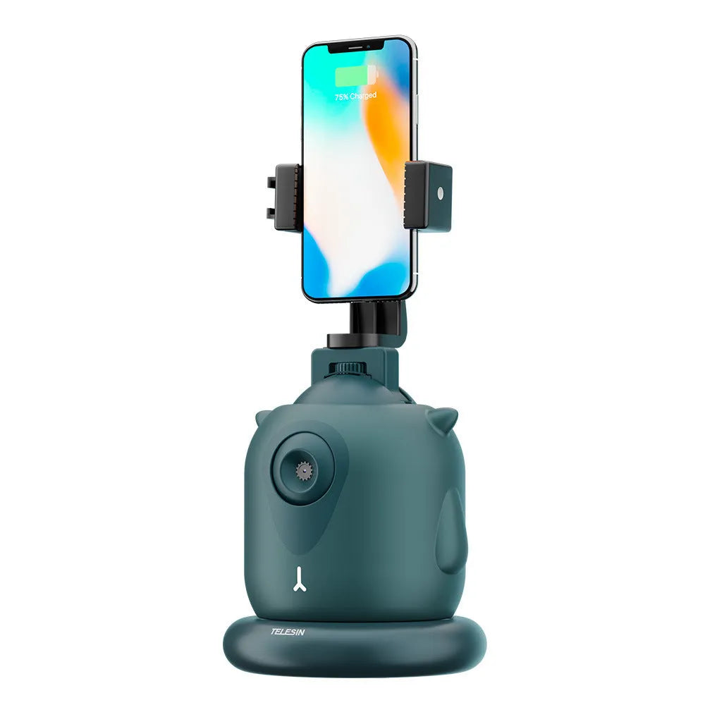 Dark green intelligent follow-up gimbal with 360-degree rotation for camera tracking