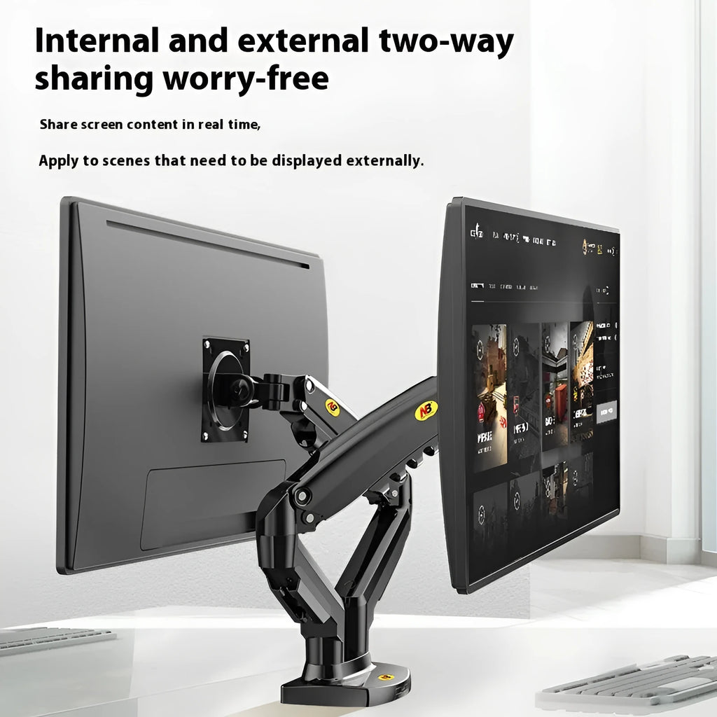Aluminium alloy computer monitor bracket with height adjustment for dual screen desktop setup