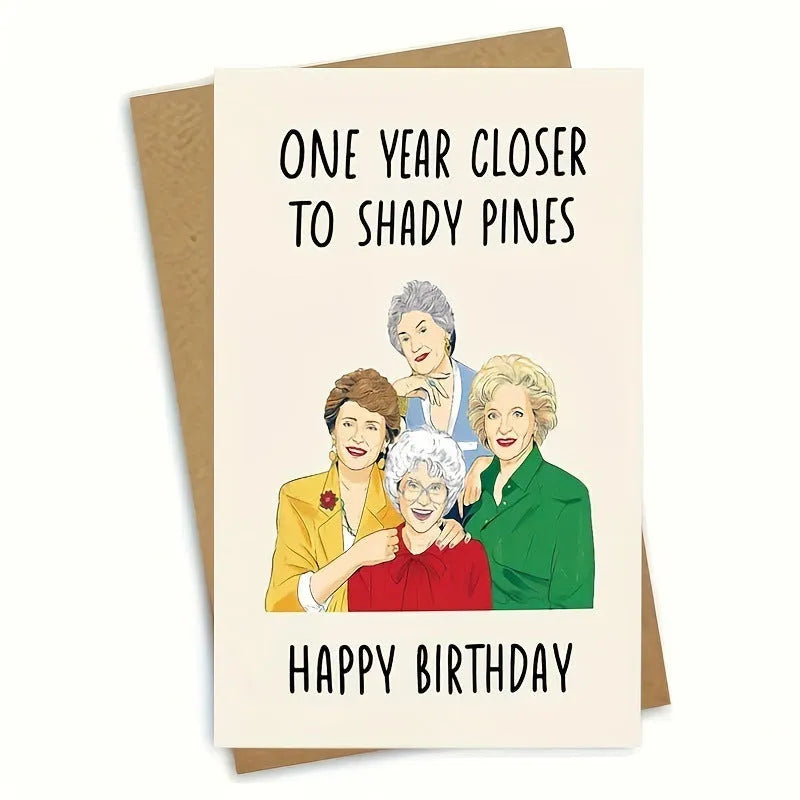 Simple modern printed birthday greeting card with a selection of coloured and Kraft paper envelopes