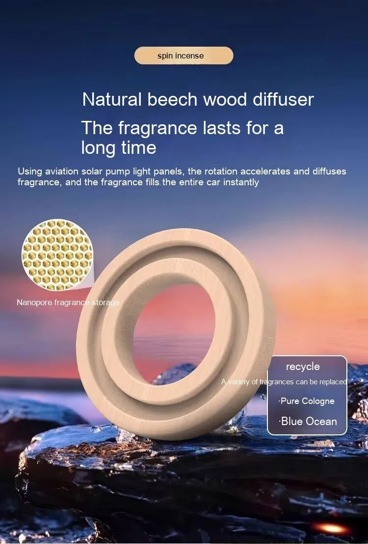 Solar-powered car aromatherapy perfume with decorative element and fragrance diffuser