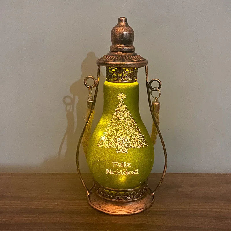 New Chinese style glass LED oil lamp decorative light in red, shown as a hanging ornament.