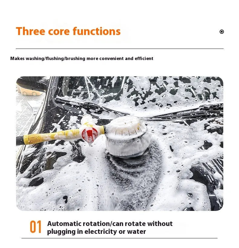 Yellow car wash mop cleaning tool with three-gear hydraulic control and combination brush head