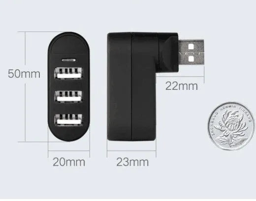Black and white USB 2.0 splitter hub with multi-interface spin colour design for expanding device connections