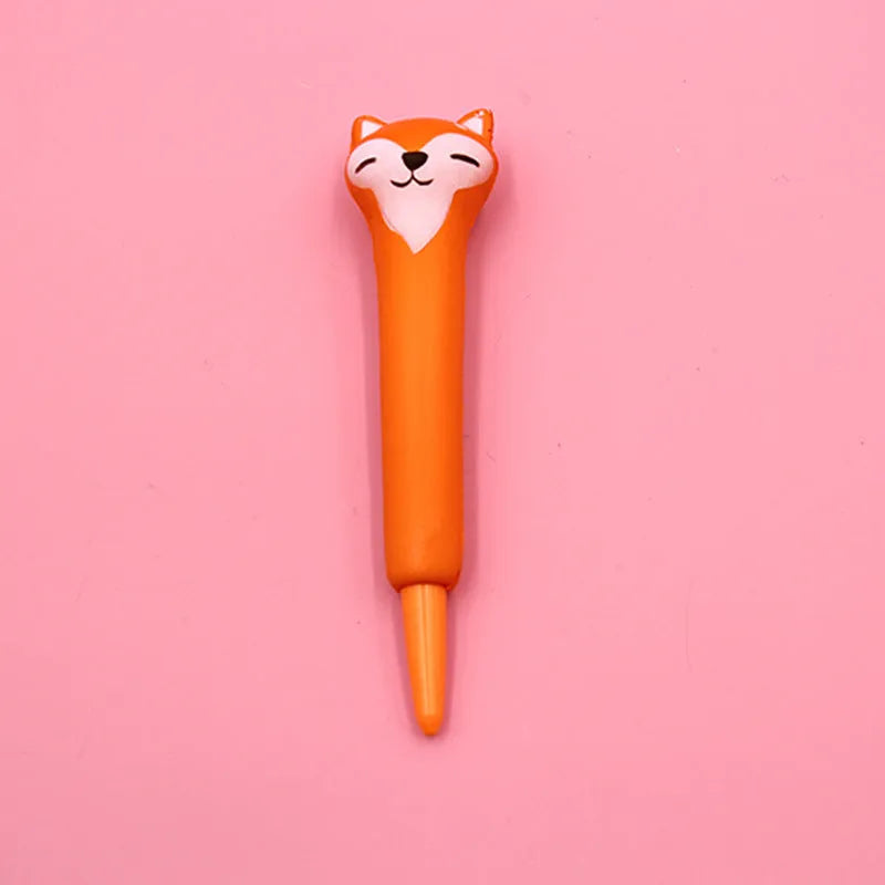 Apple-compatible vent pen with 0.5mm gel tip showing cartoon design options including dinosaur and kitten patterns