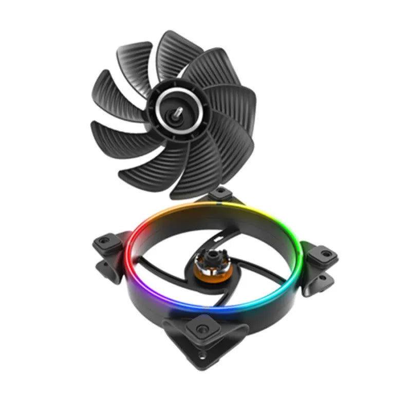 Set of three black 12cm RGB PC case fans with illuminated blades
