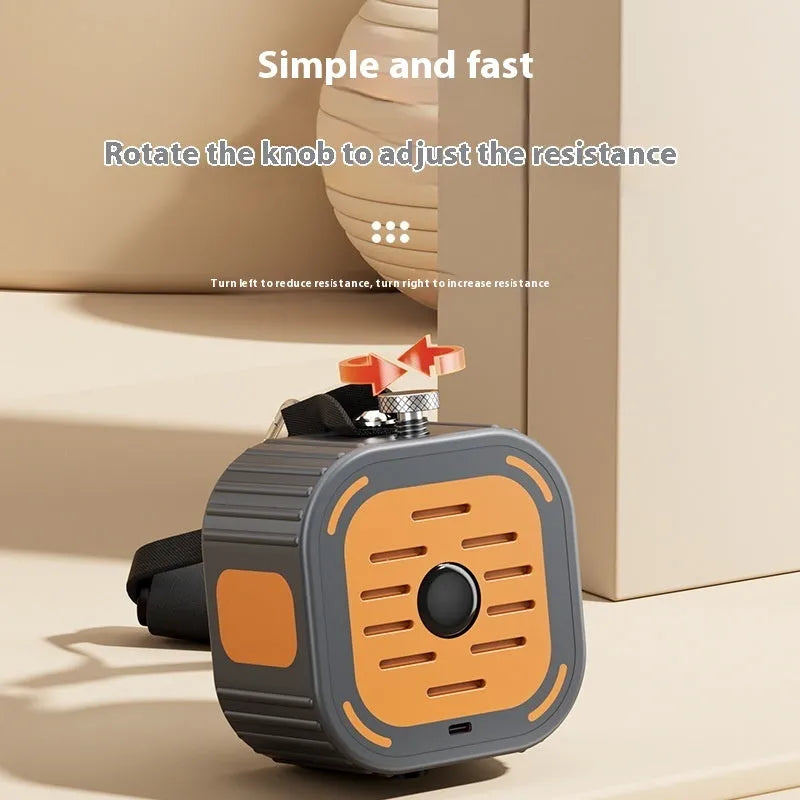 Adjustable power pump chest expander in vibrant orange on a white background.